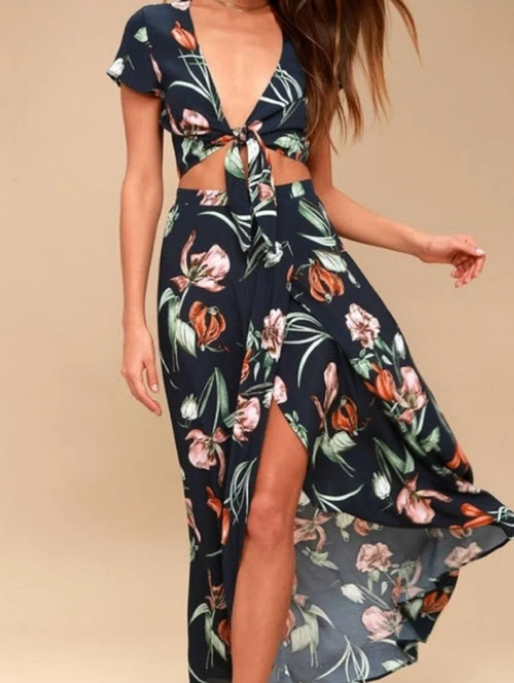 💙 LULU'S Magdalena 2 Piece Set Maxi Skirt & Top